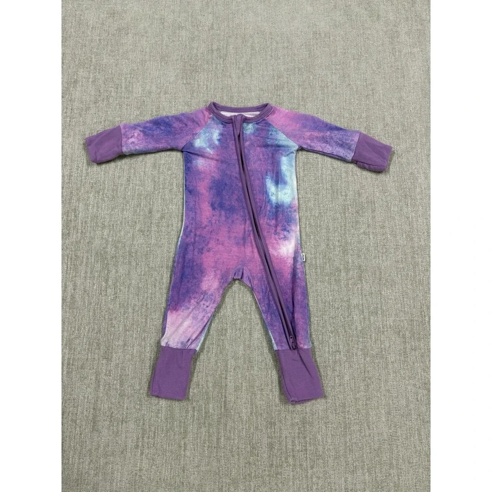 NEW NWOT Little Sleepies Purple Watercolor Zippy Bamboo Pajama Size Newborn NB